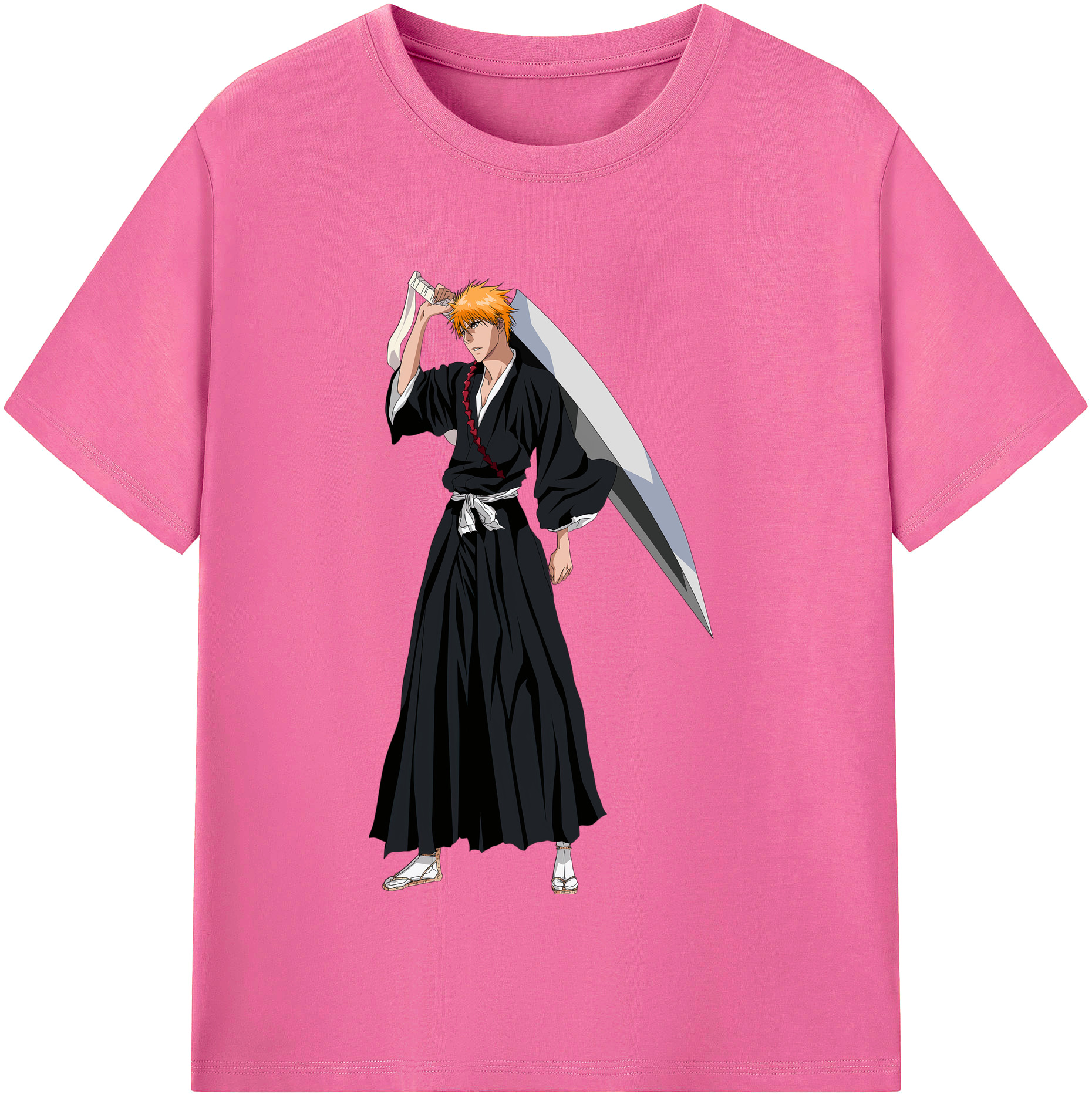 （画像用） ブリーチ 黒崎一護（くろさき いちご）BLEACH Kurosaki Ichigo レディースカジュアルプリントTシャツ（綿100％）